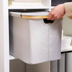 Collapsible Laundry Bin with Bamboo Frame & Dust Cover