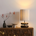 Solid Wood Table Lamp with Fabric Shade